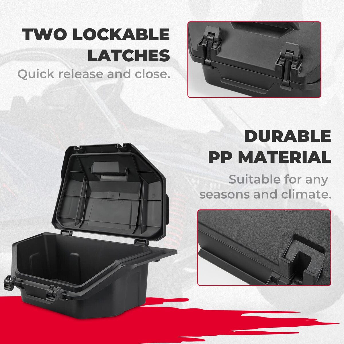 Kemimoto Polaris RZR Pro R 36L Rear Cargo Box with Two Lockable Latches