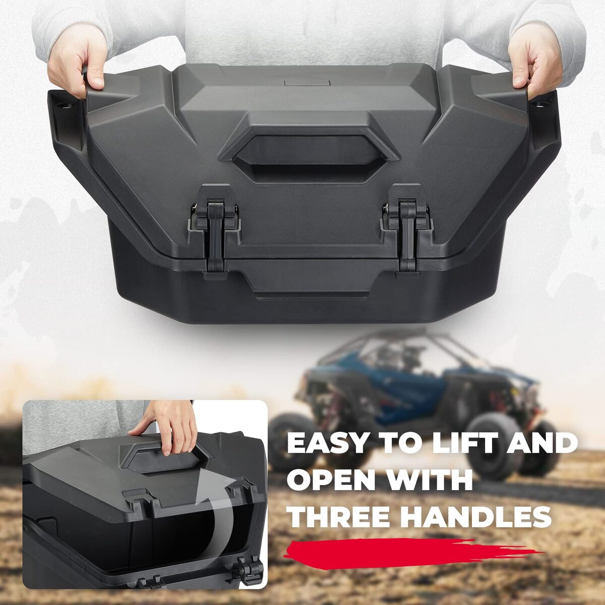 Kemimoto Polaris RZR Pro R 36L Rear Cargo Box with Two Lockable Latches