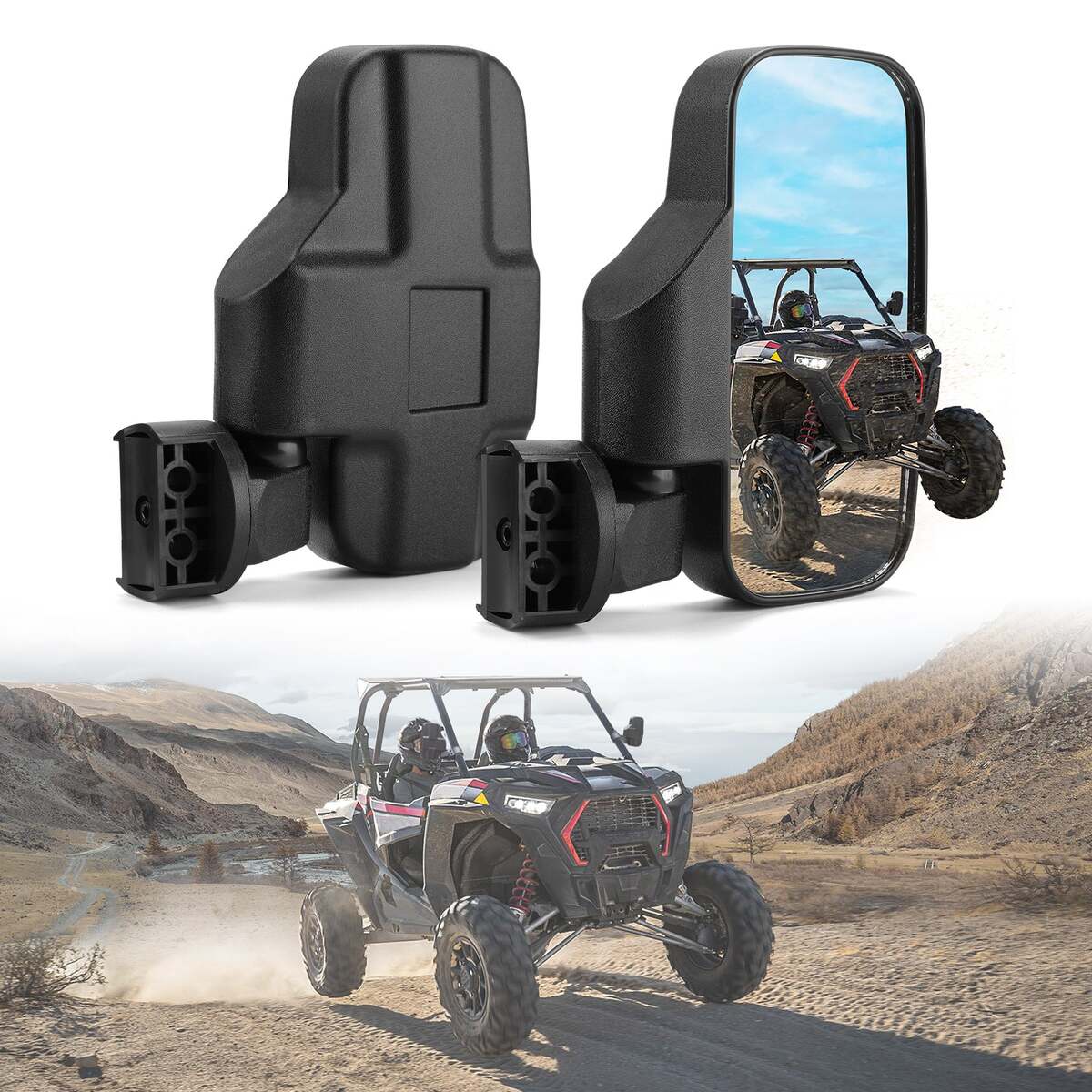 Kemimoto Polaris RZR Cab Pack Center Seat Bag & Side View Mirror