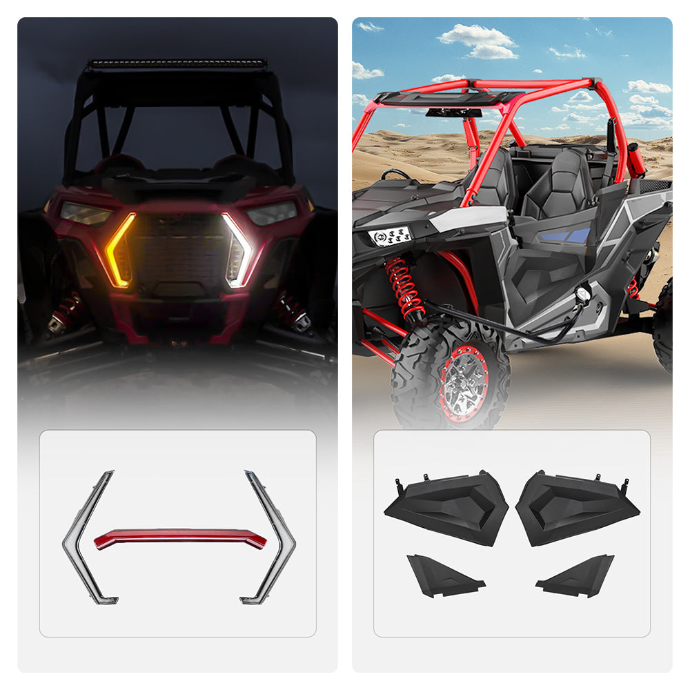 Kemimoto Polaris RZR XP 1000 Front LED Street Legal Light & Lower Half Door
