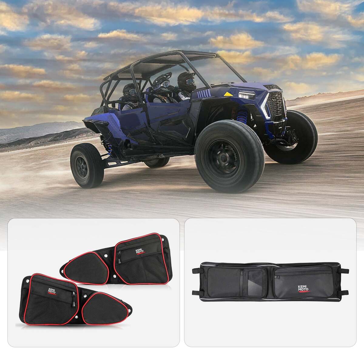 Kemimoto Polaris RZR XP 1000 Front Side Door Bags & Roof Overhead Storage Bag