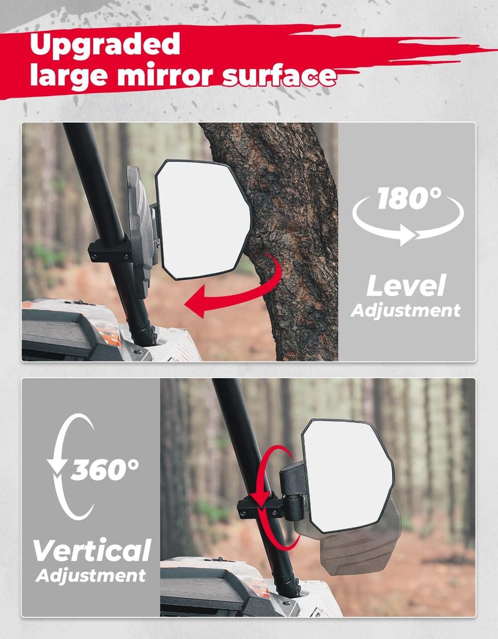 Kemimoto UTV Large View Side Mirrors