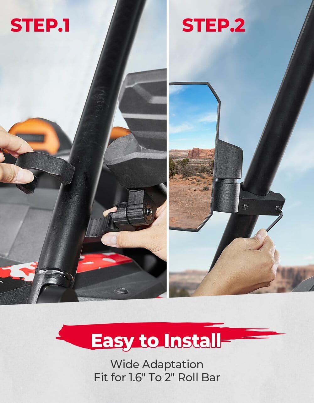 Kemimoto UTV Large View Side Mirrors