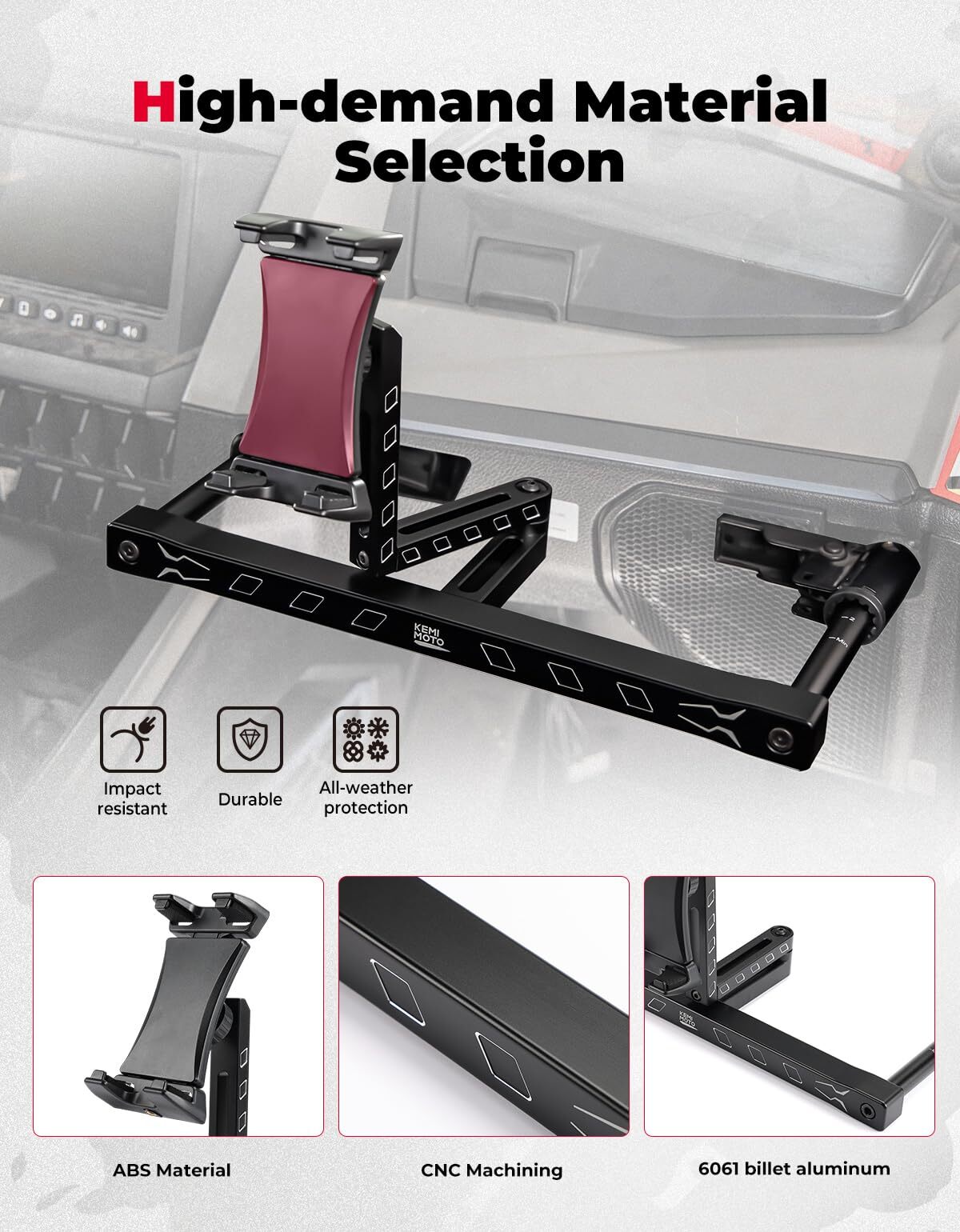 Kemimoto Polaris RZR PRO XP/Turbo R Electronic Device Mounts with Grab Bar