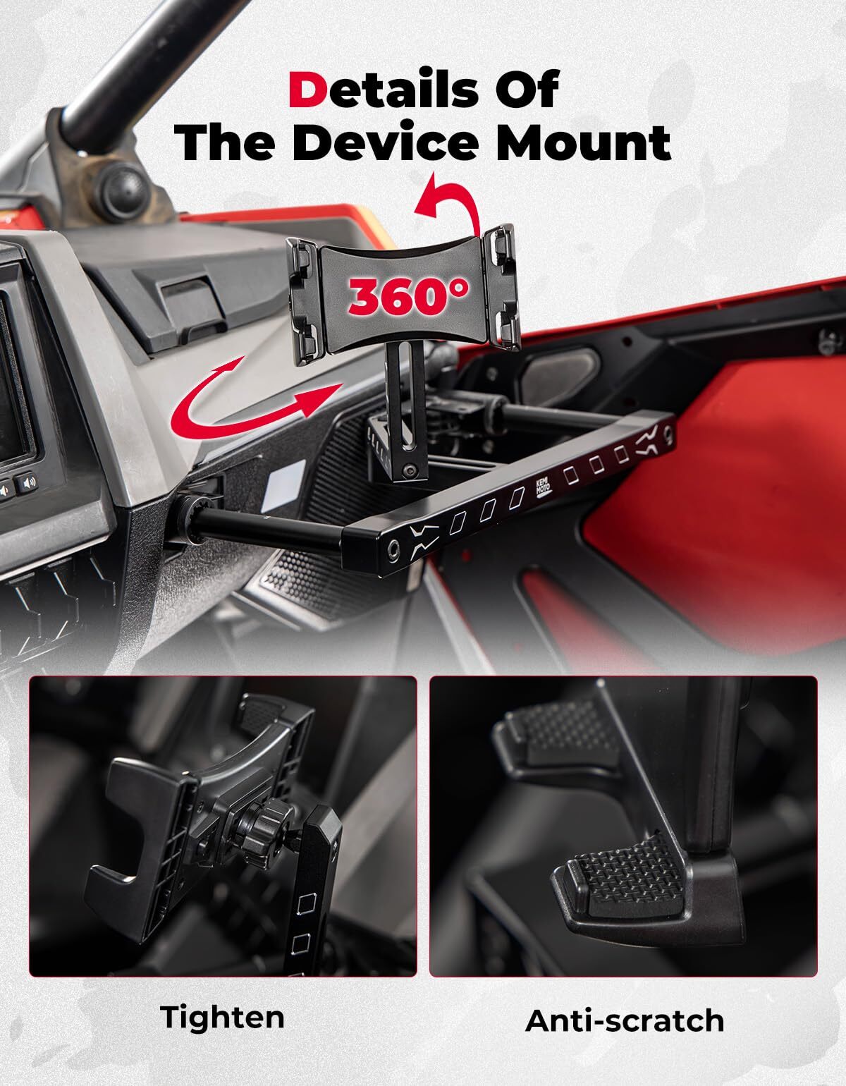 Kemimoto Polaris RZR PRO XP/Turbo R Electronic Device Mounts with Grab Bar