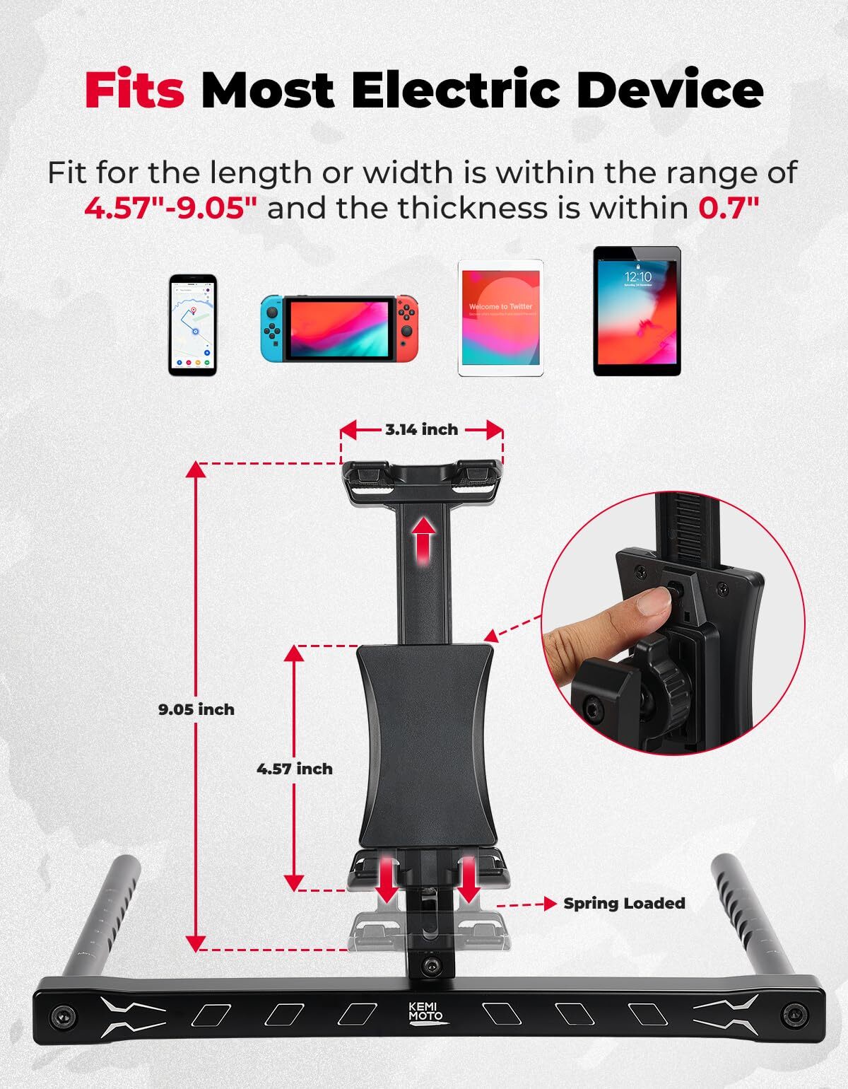 Kemimoto Polaris RZR PRO XP/Turbo R Electronic Device Mounts with Grab Bar