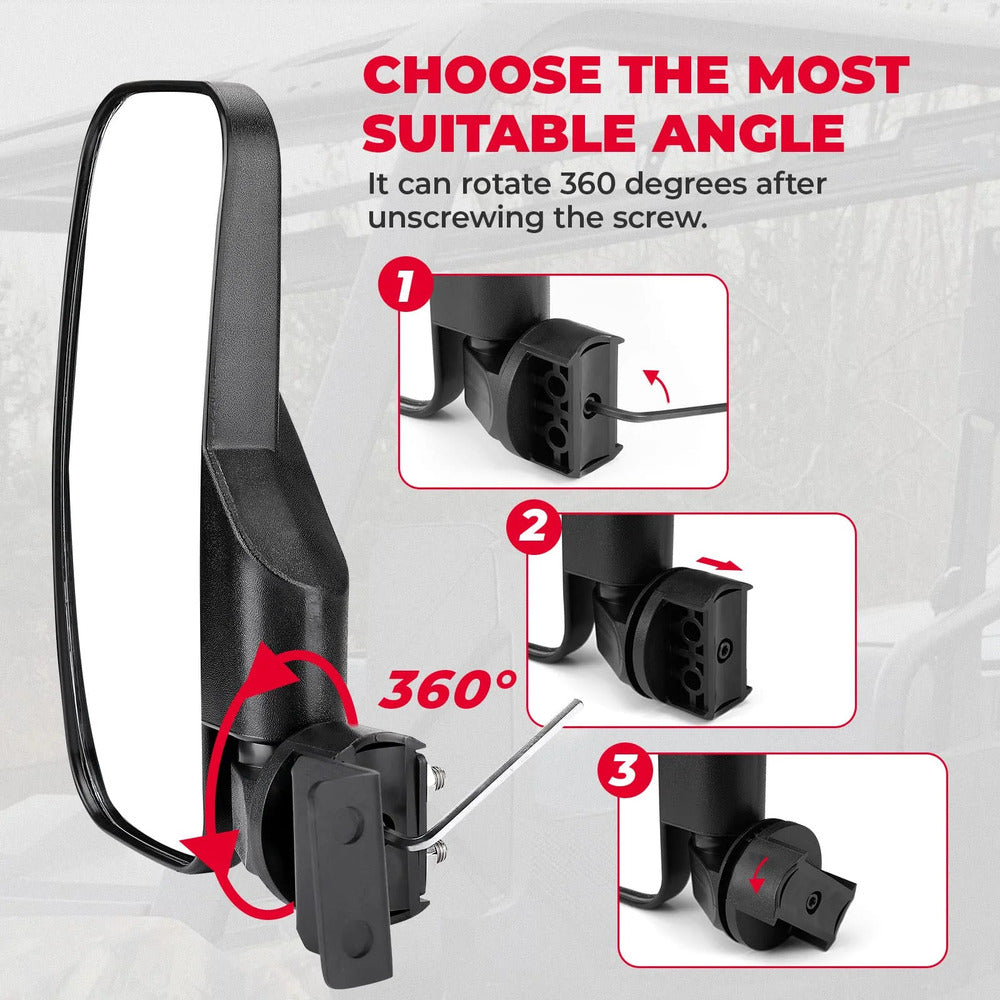 Kemimoto 10" Large UTV Side Mirrors w/ Pro-fit