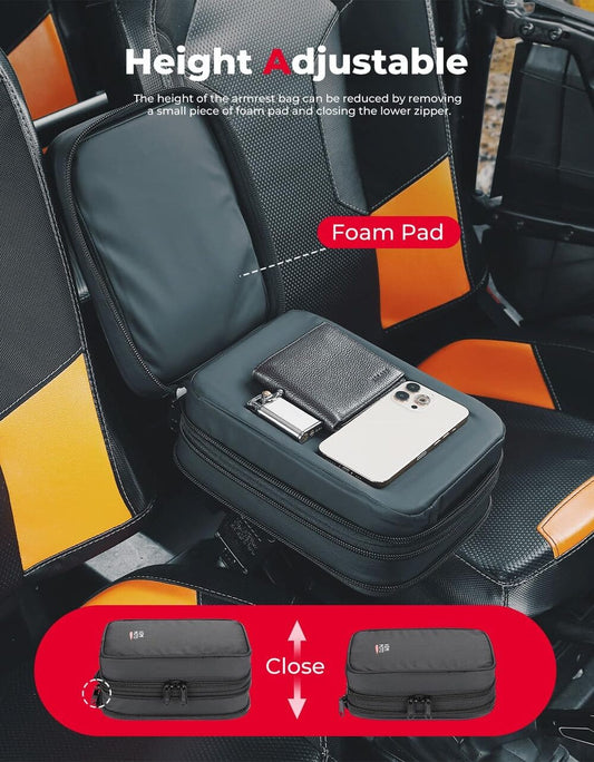 Kemimoto Polaris RZR UTV Armrest Safe Console Storage Bag