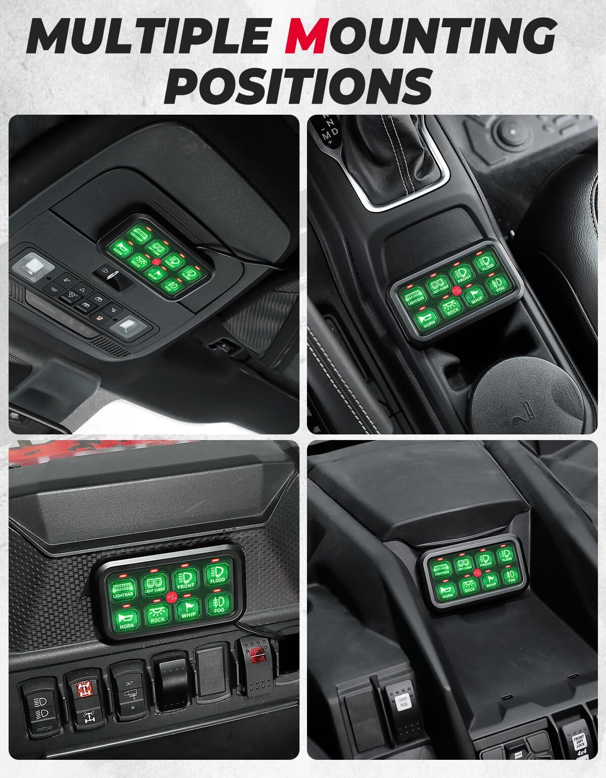 Kemimoto Polaris RZR UTV 12-24V 8 Gang Switch Panel