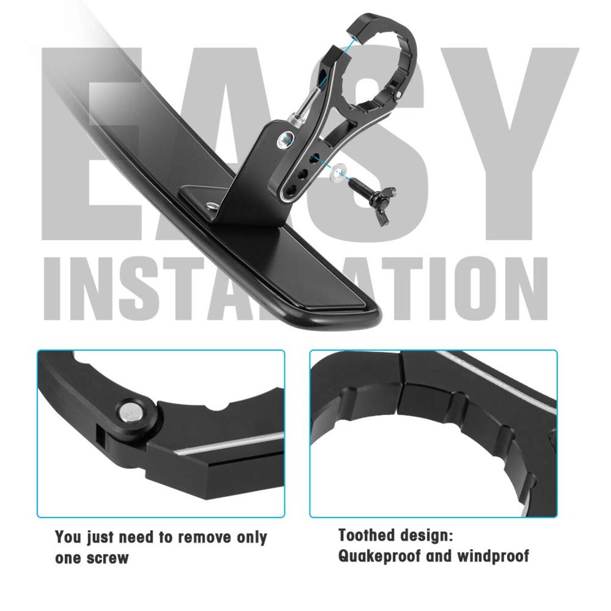 Kemimoto Polaris RZR UTV Mirror w/ ShatterProof Tempered Glass & 1.75" Clamp Fit