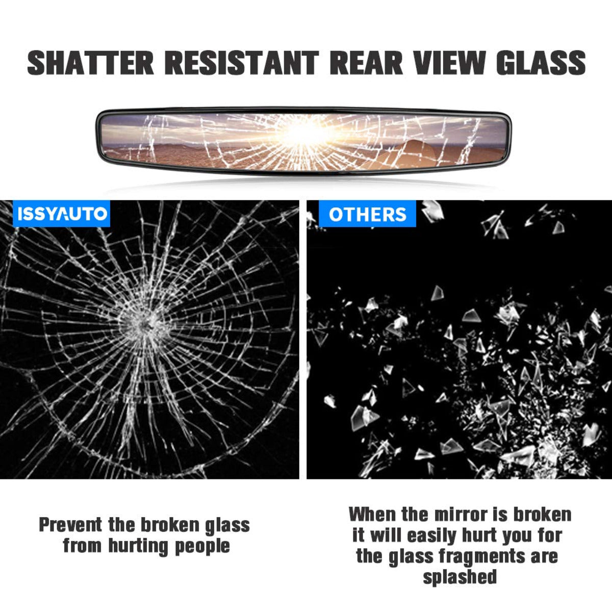Kemimoto Polaris RZR UTV Mirror w/ ShatterProof Tempered Glass & 1.75" Clamp Fit