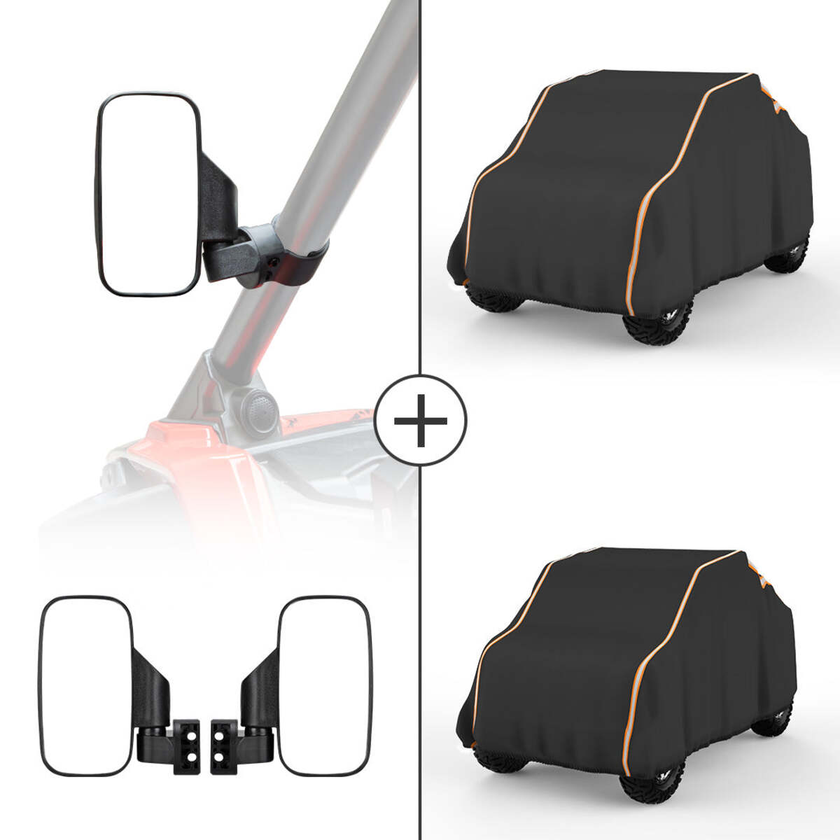 Kemimoto Polaris RZR UTV Side View Mirror and Storage Cover