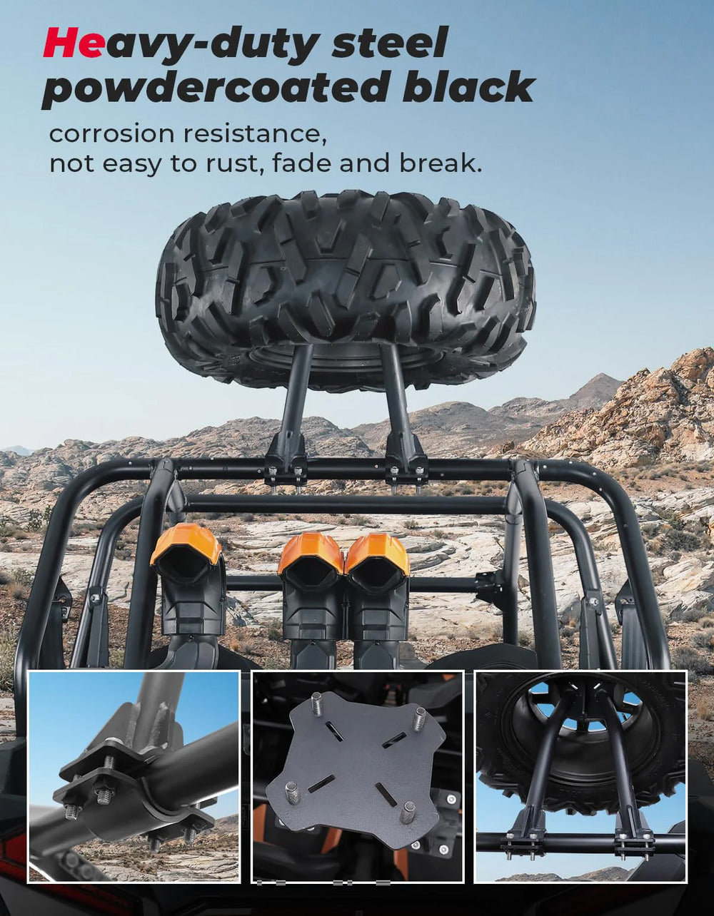 Kemimoto UTV Spare Tire Carrier For 1.5''-2'' Roll Cage