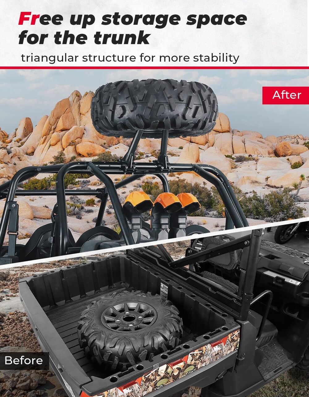 Kemimoto UTV Spare Tire Carrier For 1.5''-2'' Roll Cage