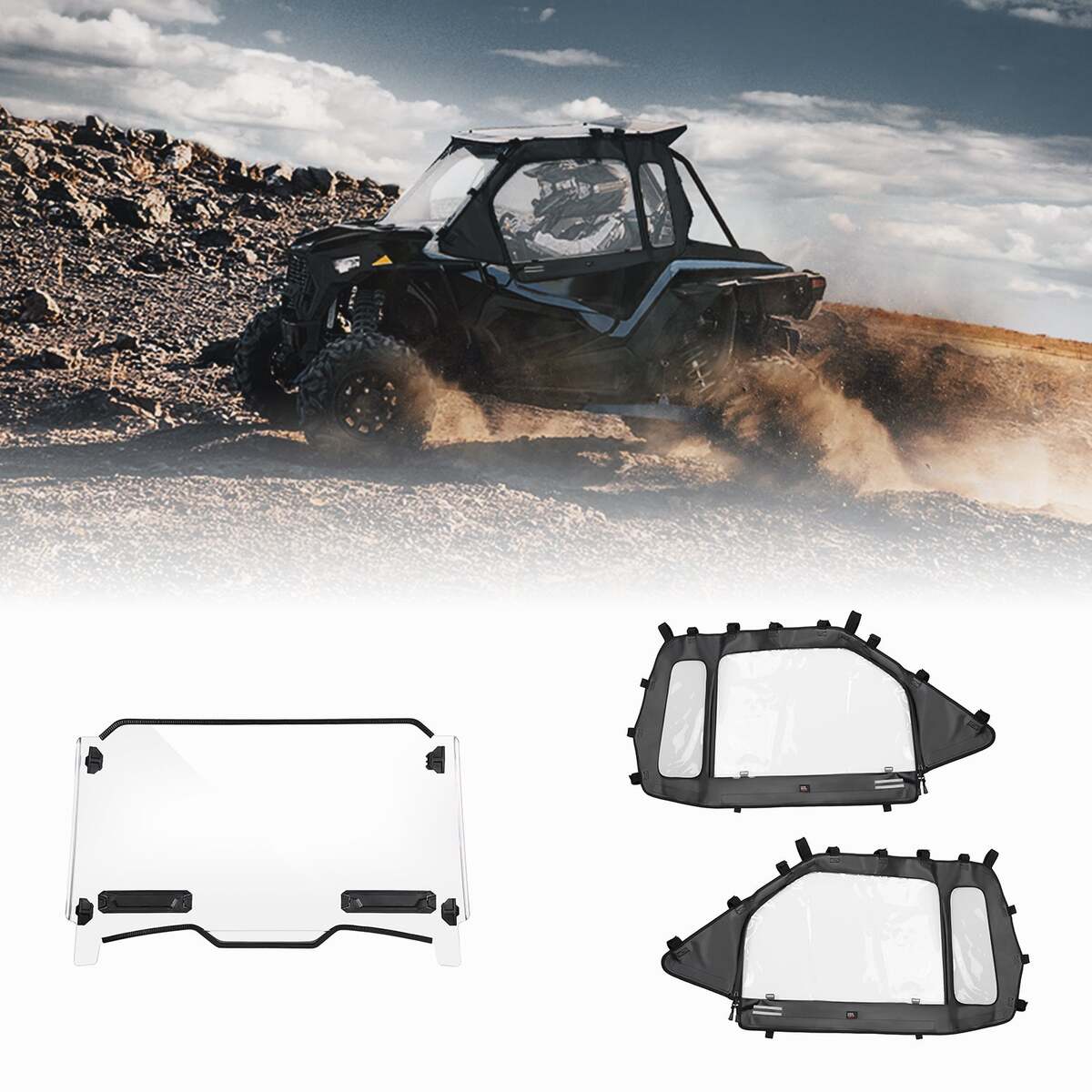 Kemimoto Polaris RZR XP 1000 Full Windshield & Soft Cab Enclosures