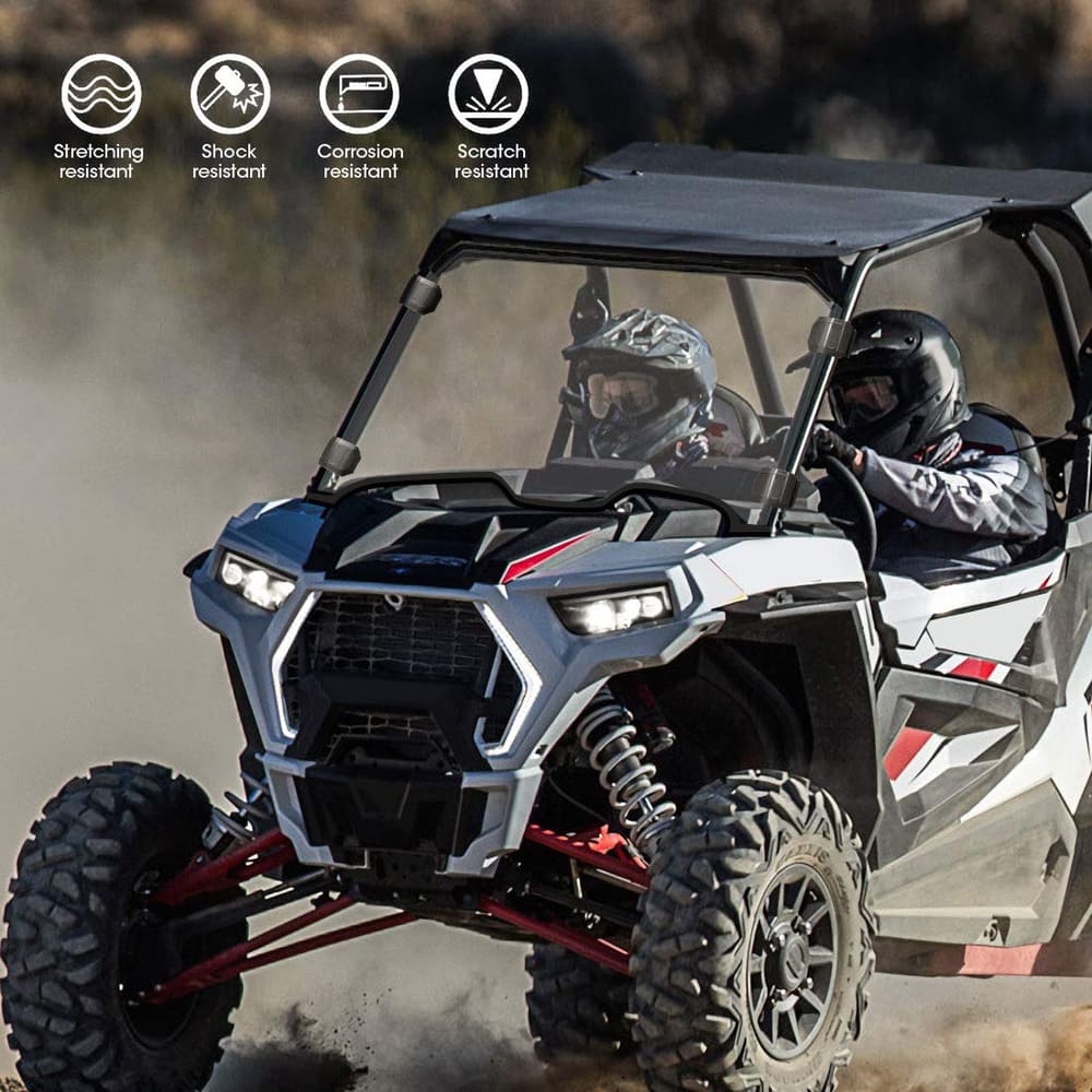 Kemimoto Polaris RZR XP 1000 Front Full Windshield with 4 Black Clamps