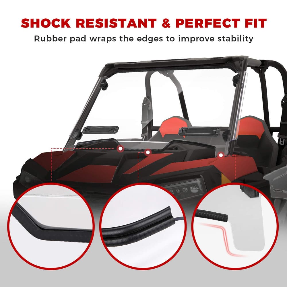Kemimoto Polaris RZR XP 1000 Front Windshield with Adjustable Vents