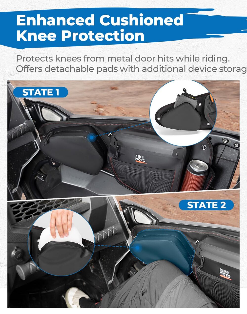 Kemimoto '14-'23 Polaris RZR XP 1000 TPU New Fabric IPX6 Door Bags