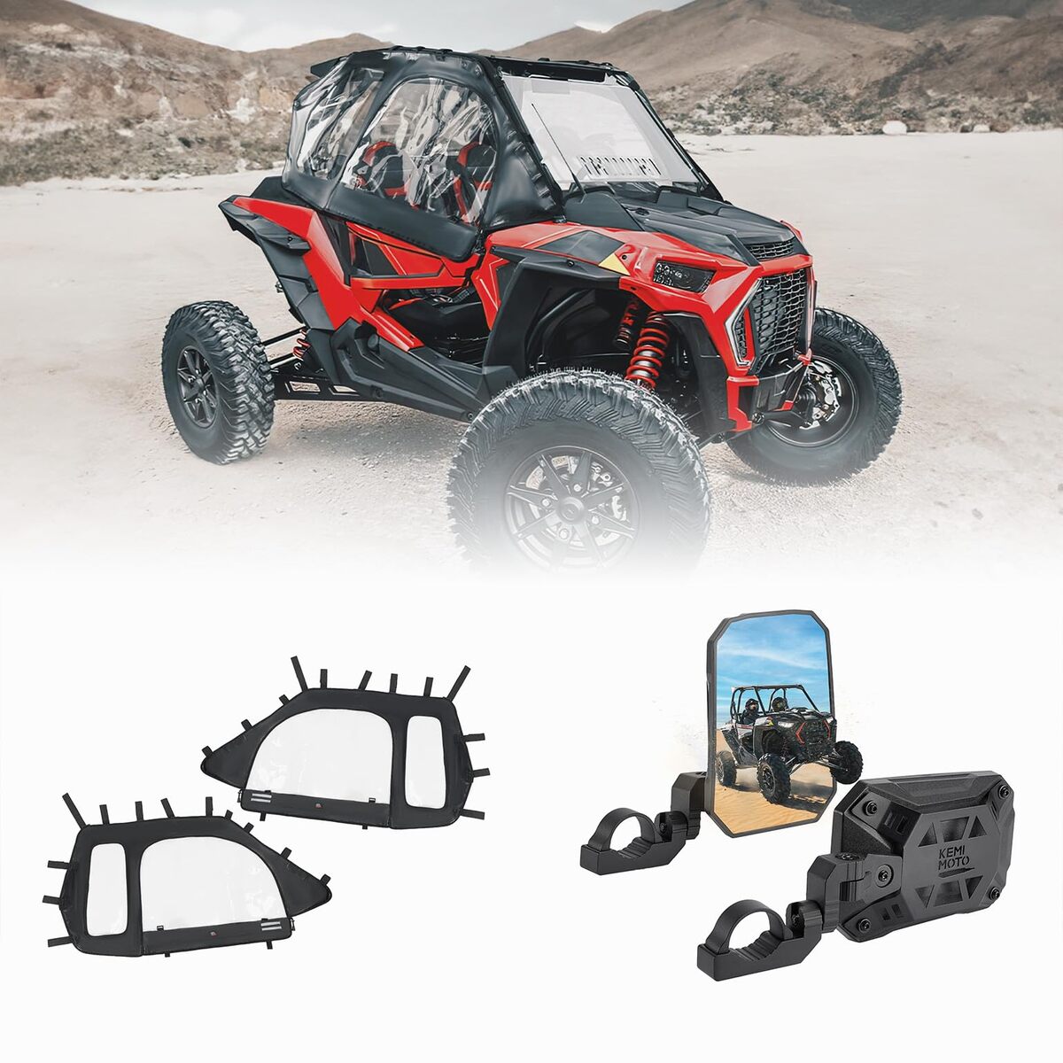 Kemimoto Polaris RZR XP 1000 2 Soft Upper Doors & Side Mirrors