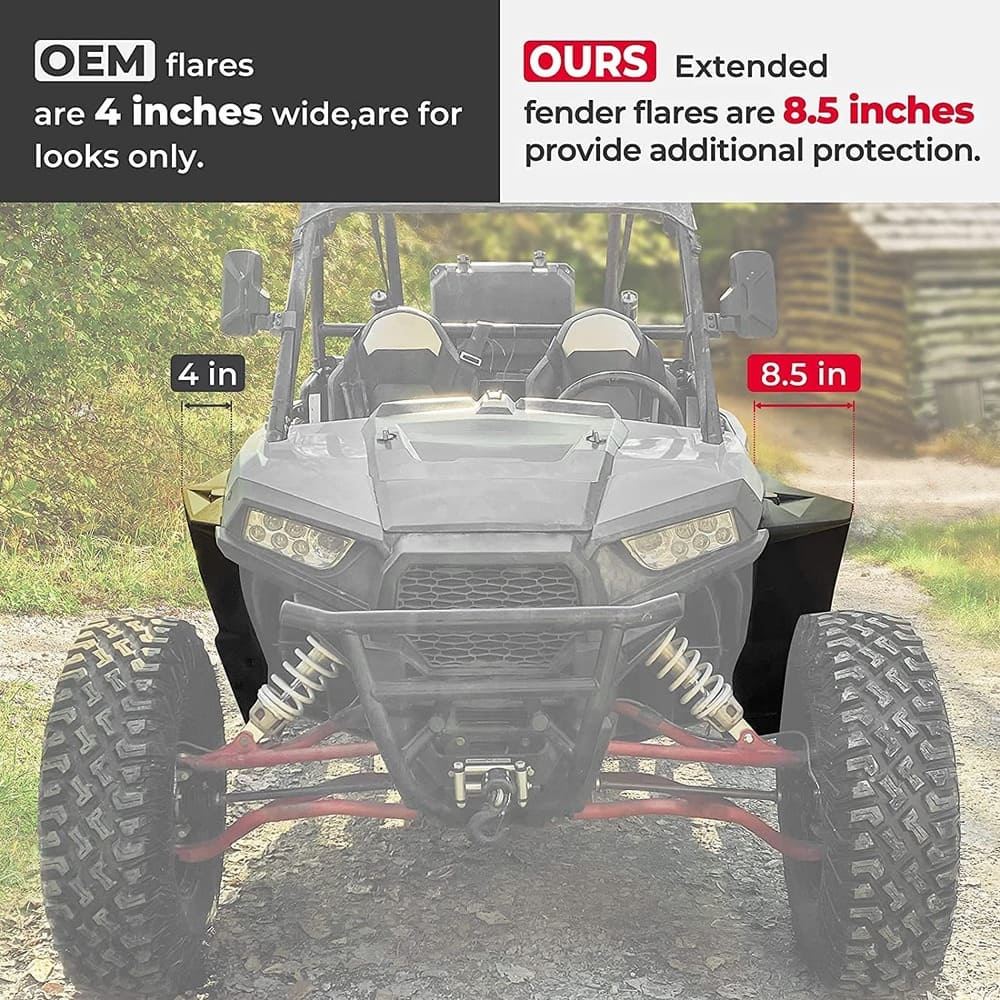 Kemimoto Polaris RZR XP 1000 /Turbo Extended Front Full Mud Flaps 2Pcs
