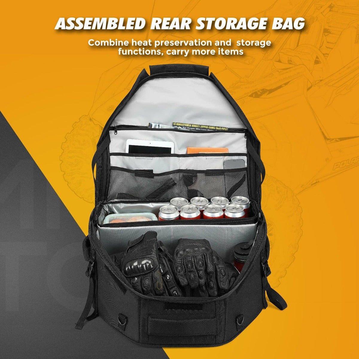 Kemimoto Polaris RZR XP 1000/ Turbo UTV Rear Storage Bag with Fixed Strap