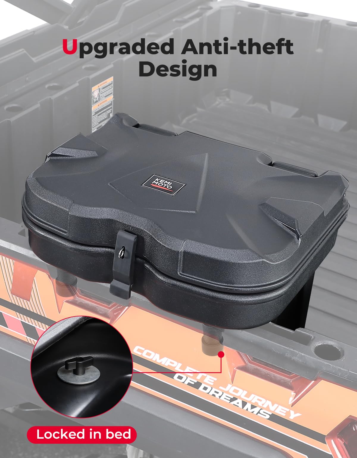 Kemimoto Polaris Ranger XP 900 Upgrade Anti-Theft Bed Storage Box