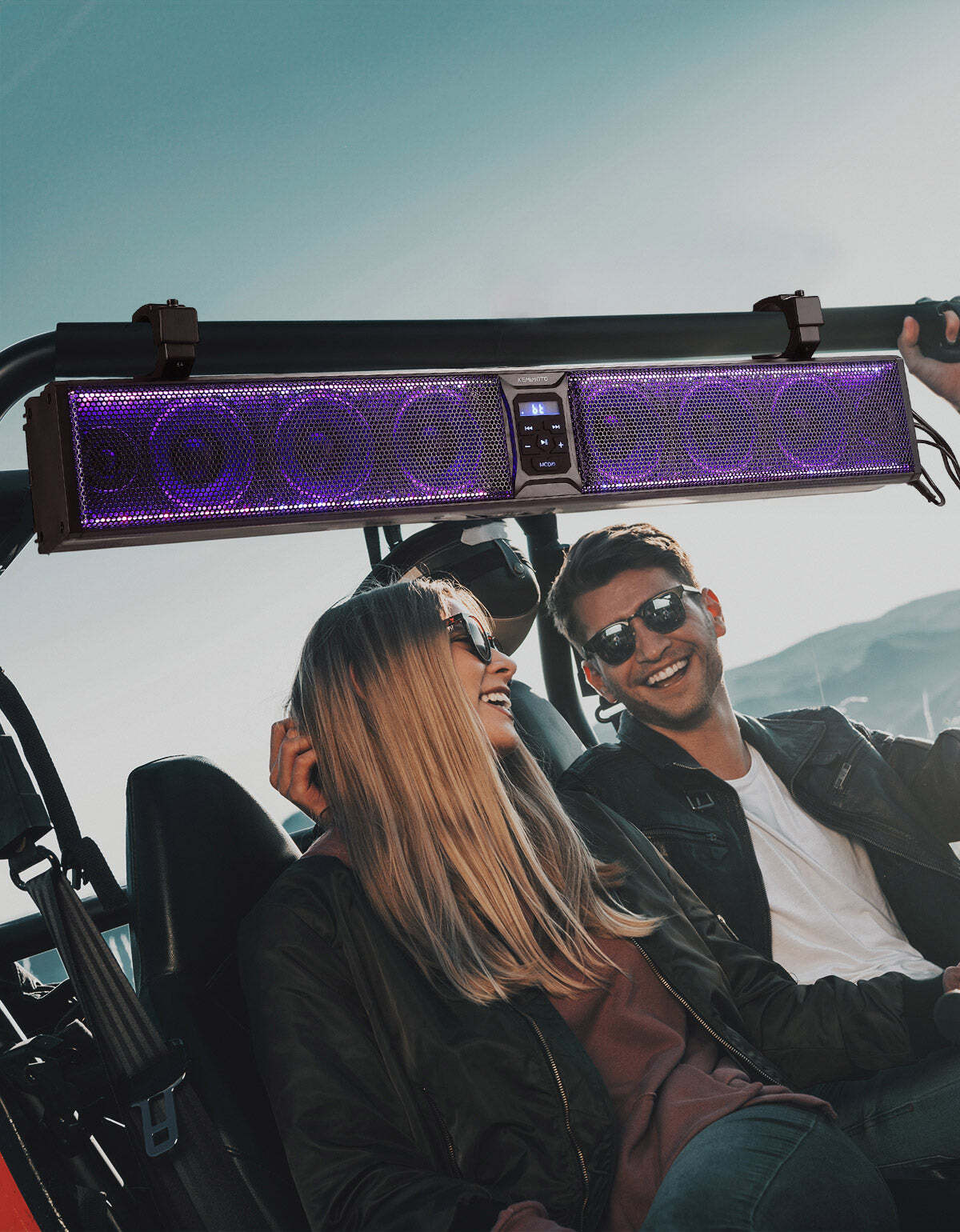 Kemimoto RGB UTV Bluetooth Sound Bar 1.75''-2.25'' Roll Bar 33" 8-Speaker