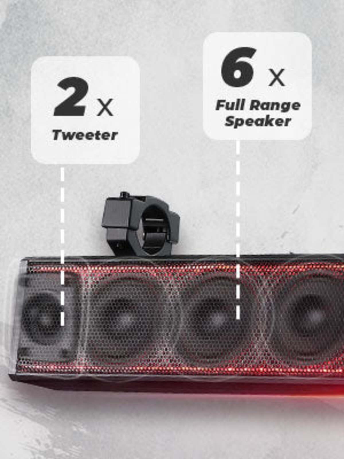Kemimoto RGB UTV Bluetooth Sound Bar 1.75''-2.25'' Roll Bar 33" 8-Speaker