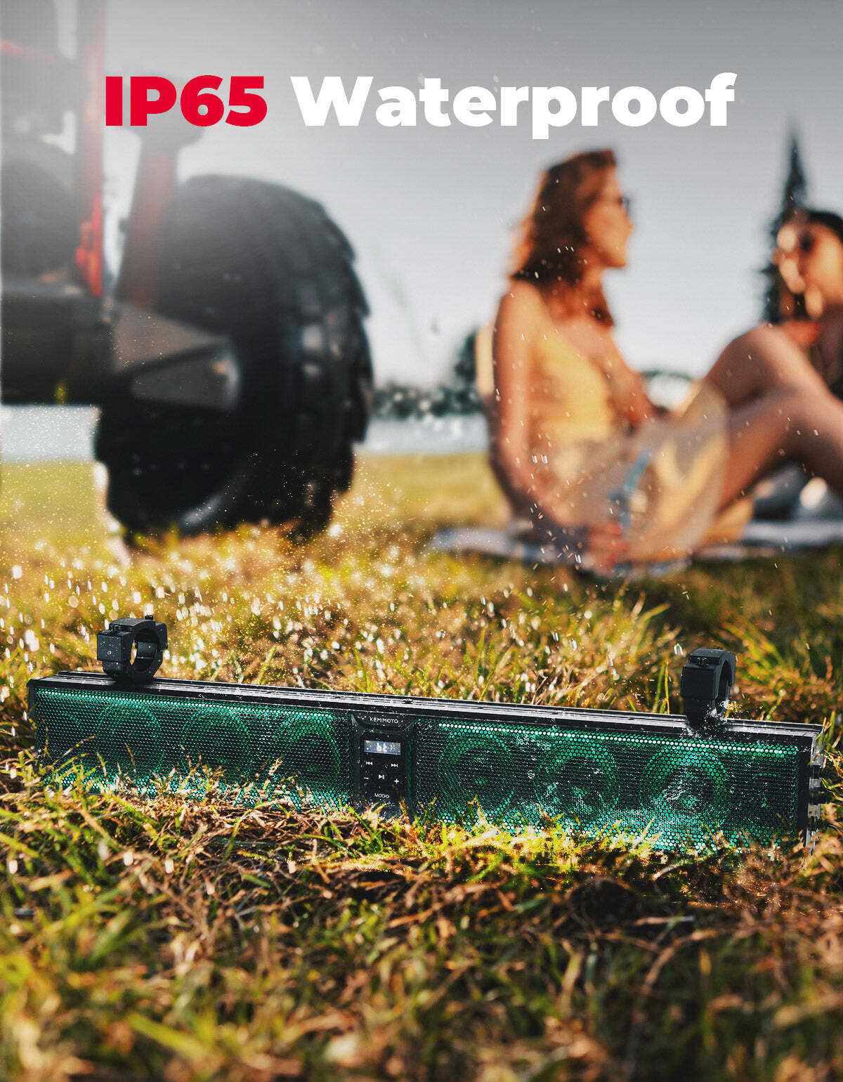 Kemimoto RGB UTV Bluetooth Sound Bar 1.75''-2.25'' Roll Bar 33" 8-Speaker