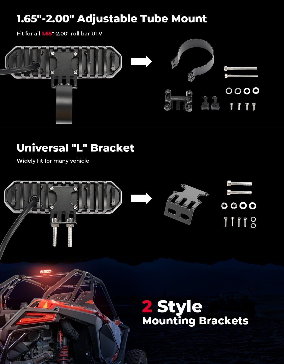 Kemimoto Can-Am Maverick X3 UTV Universial LED Chase Brake Tail Lights