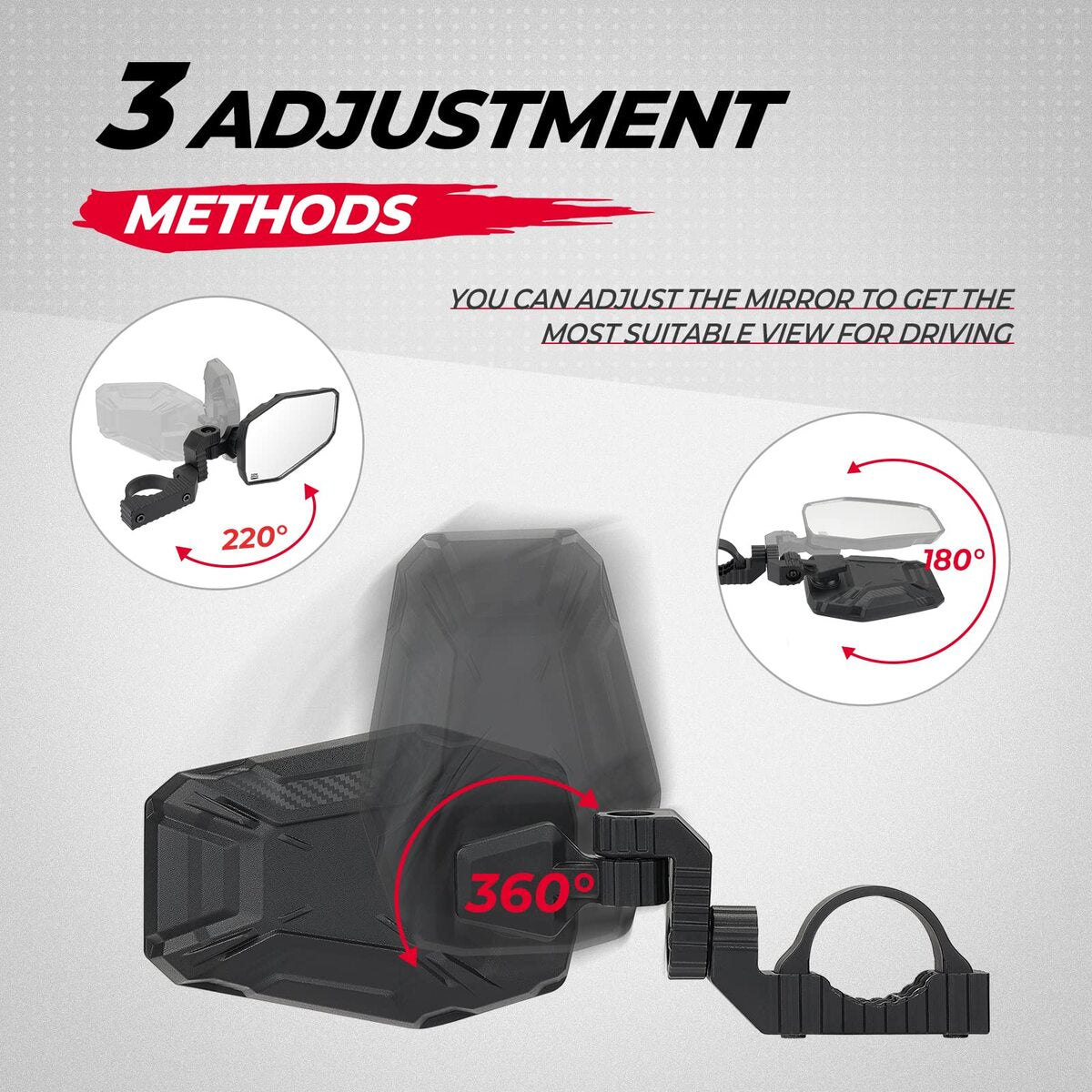 Kemimoto UTV Side Mirrors for 1.65"-2" Roll Bar
