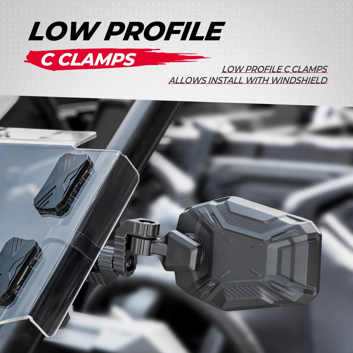 Kemimoto UTV Side Mirrors for 1.65"-2" Roll Bar
