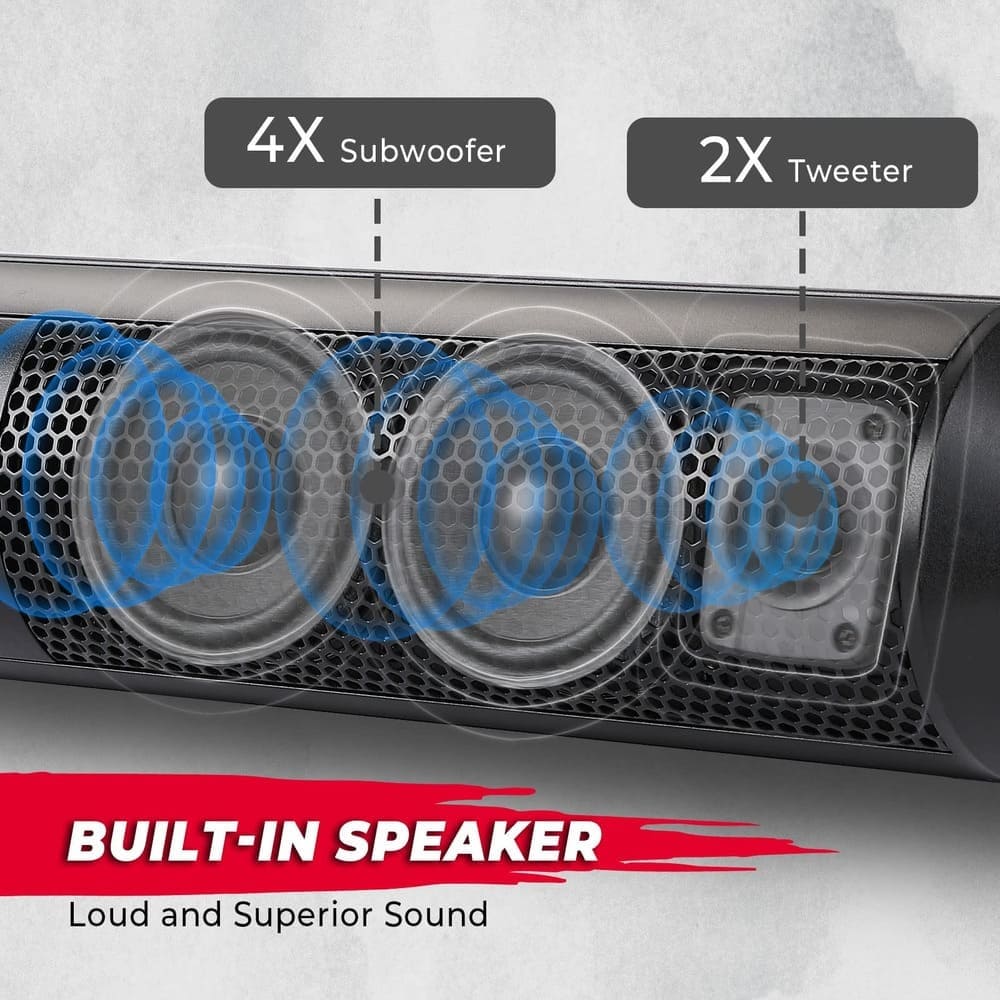 Kemimoto UTV Sound Bar System Bluetooth Speaker 500W 28" Outdoor Soundbar