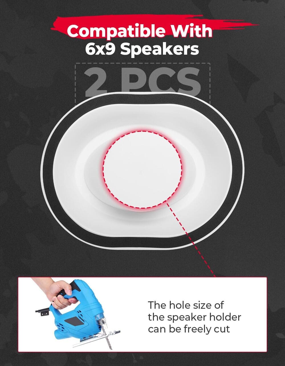 Kemimoto Universal Angeled Speaker Pods for 6x9 Speakers - White 2 Pcs