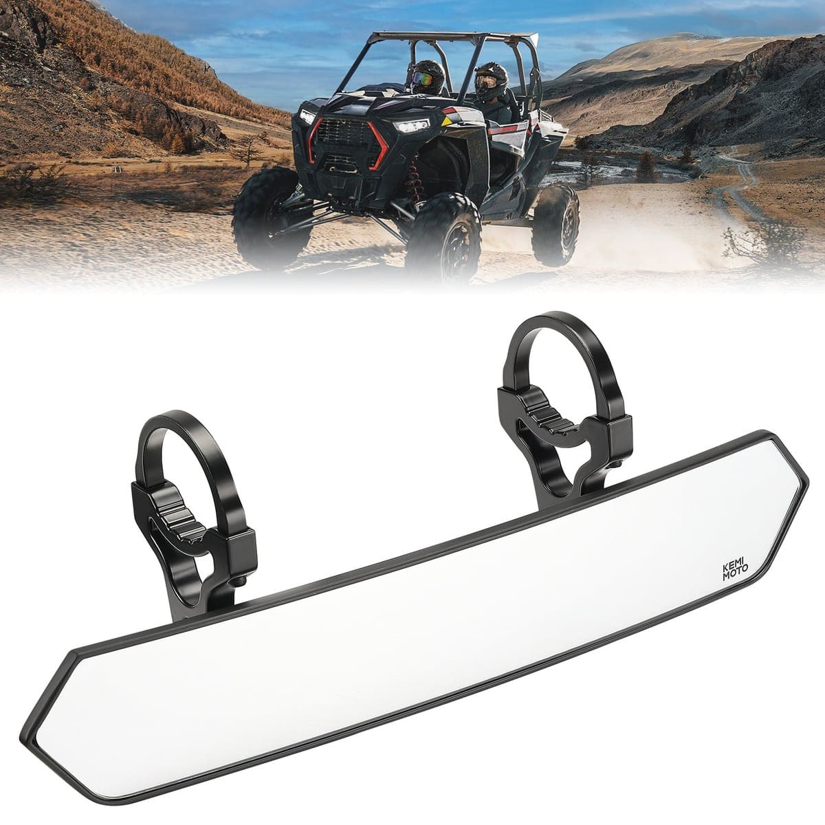 Kemimoto Universal Color Side View Mirrors & Rear View Mirror for 1.75"-2'' UTV Roll Bar