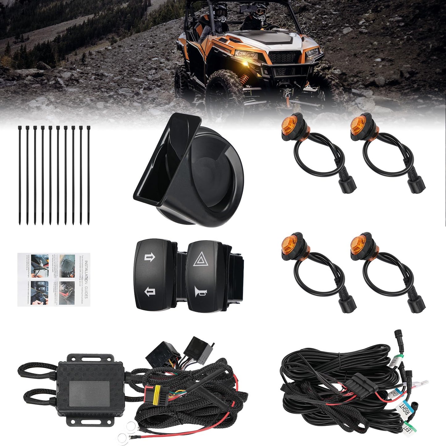 Kemimoto Universal Plug & Play Turn Signal Kit With Rocker Switch & 105D Horn