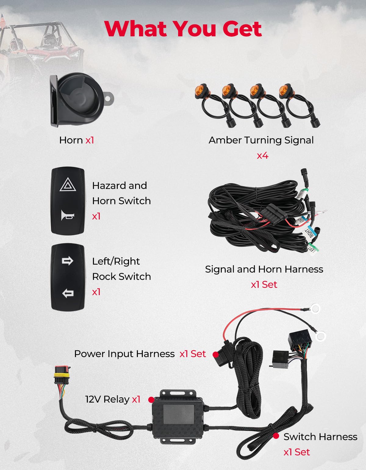 Kemimoto Universal Plug & Play Turn Signal Kit With Rocker Switch & 105D Horn