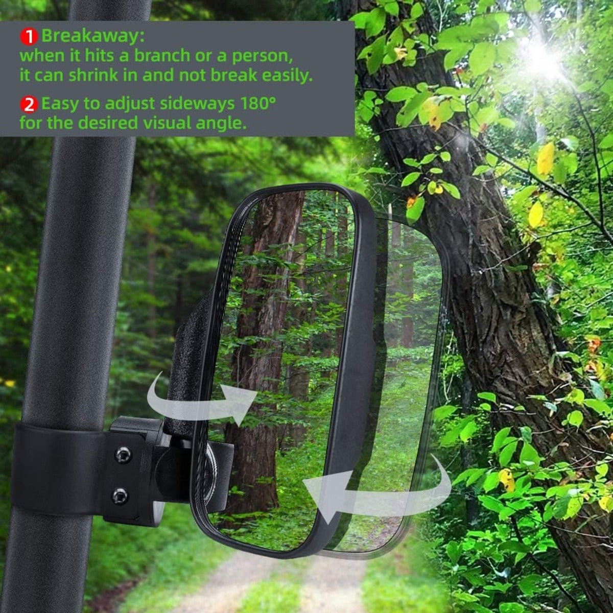 Kemimoto UTV 1.65"-2" Tube Rear View Mirror & Led Side Mirrors