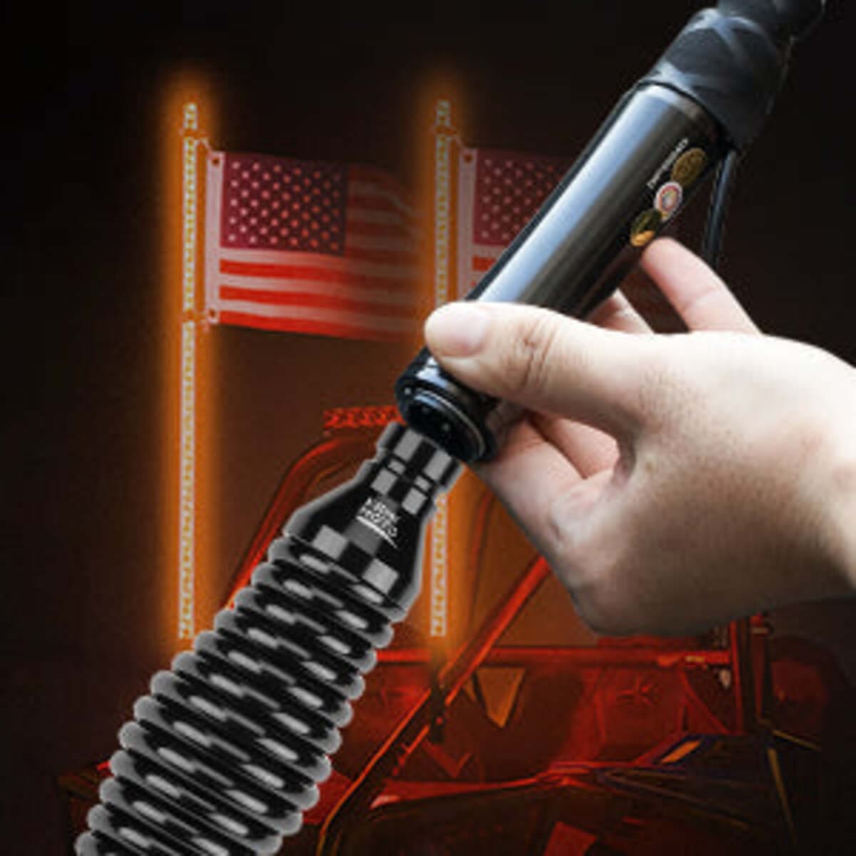 Kemimoto UTV 2Pcs 3ft/4ft Whip Lights with Spring Base