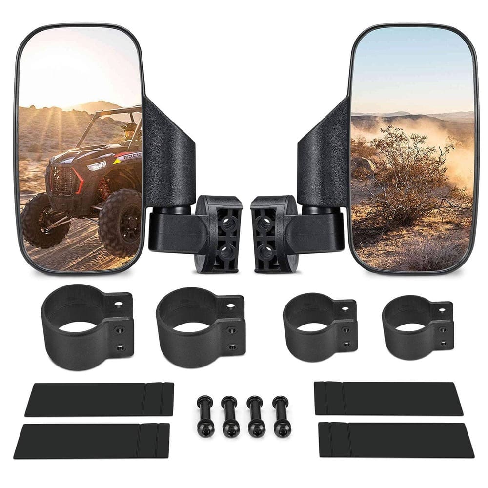 Kemimoto UTV Adjustable Rear View Mirror & Side Mirrors for 1.75"-2" Round Tube