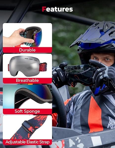 Kemimoto UTV/ ATV UV Protection Clear Vision Goggles
