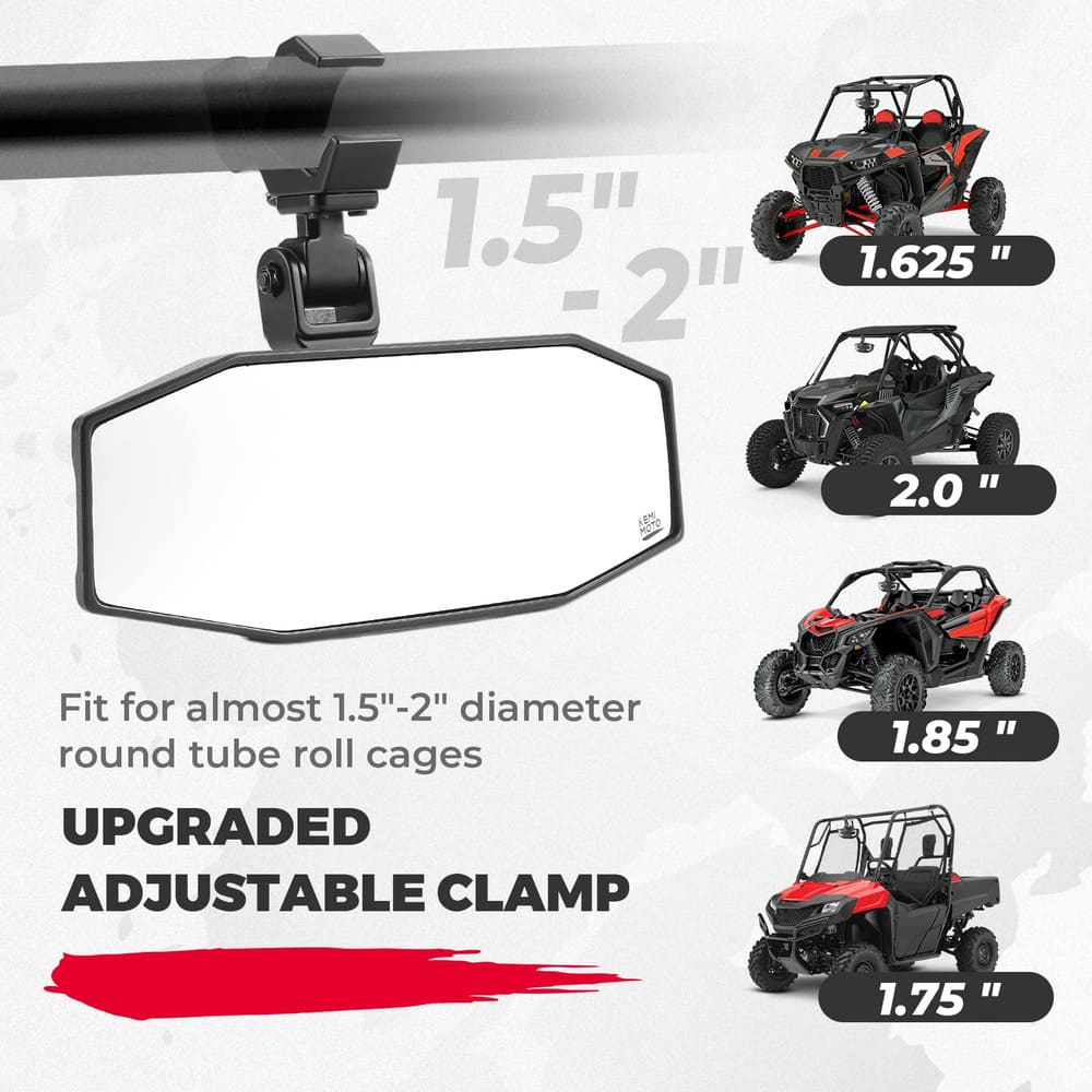 Kemimoto UTV Center Mirrors 1.5"/2" Roll Cage Bar