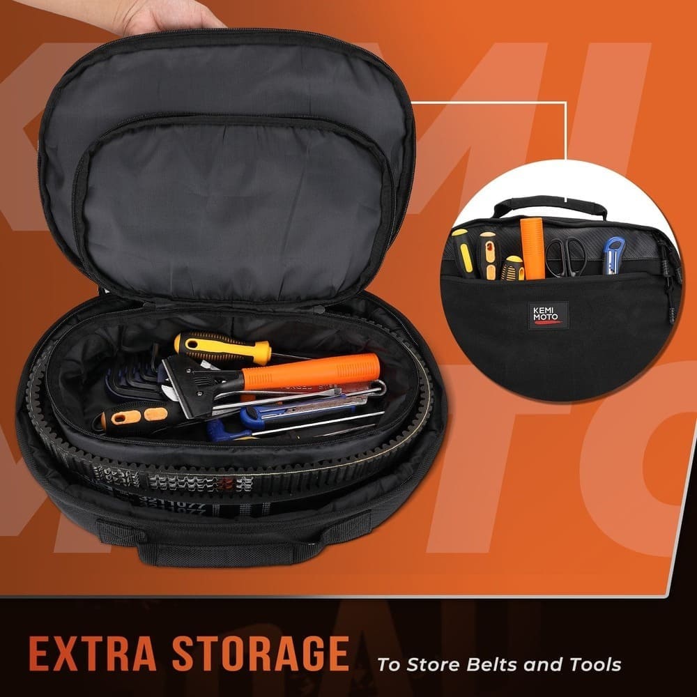 Kemimoto UTV Drive Belt Storage Bag with Reflective Strip