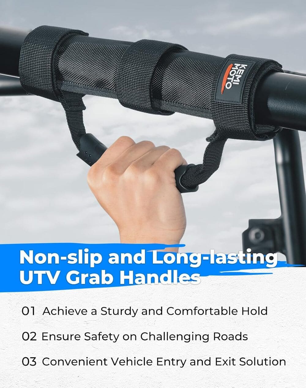 Kemimoto UTV Grab Handles 1.5"/2" Round Bar Cage - 4 Packs