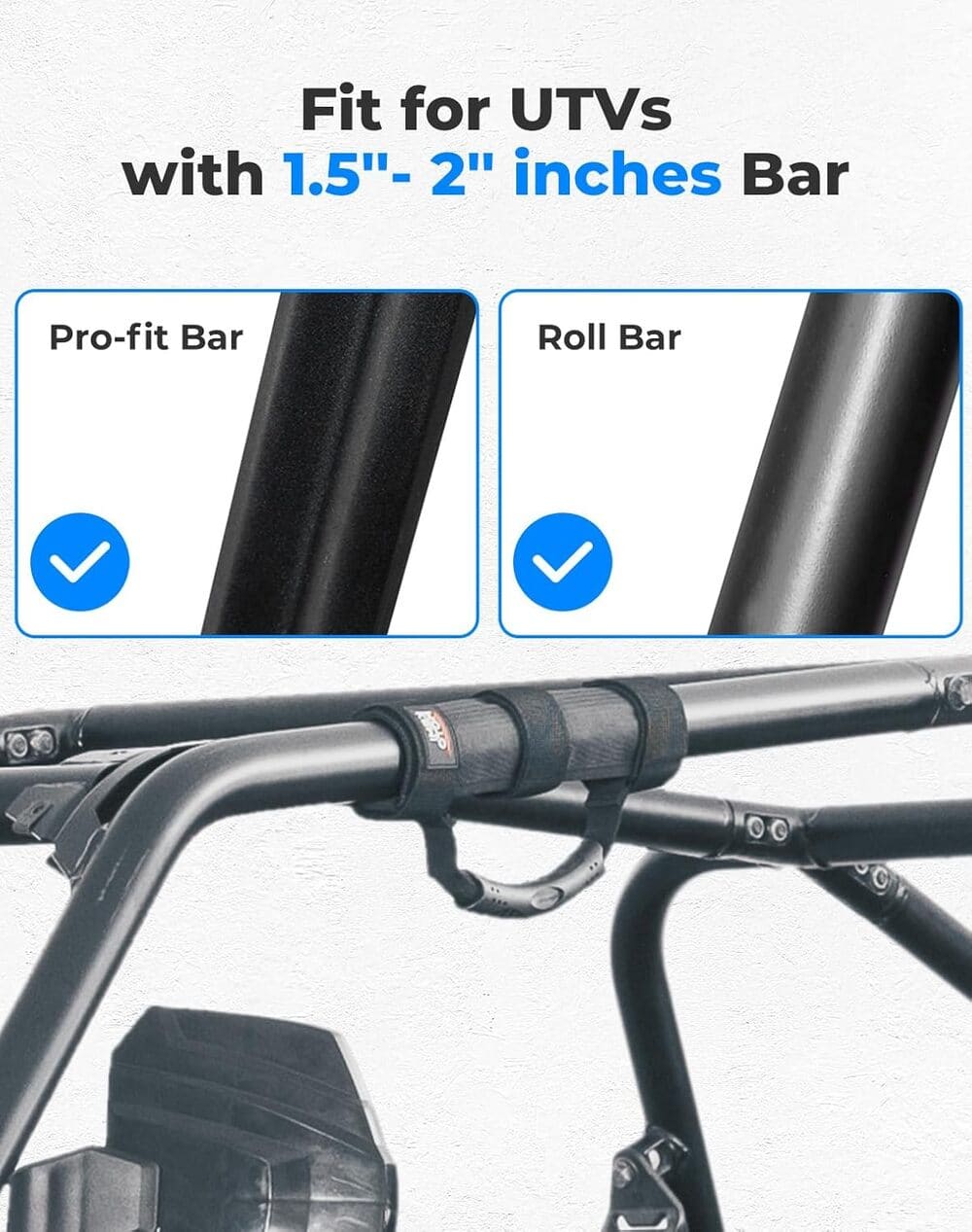 Kemimoto UTV Grab Handles 1.5"/2" Round Bar Cage - 4 Packs