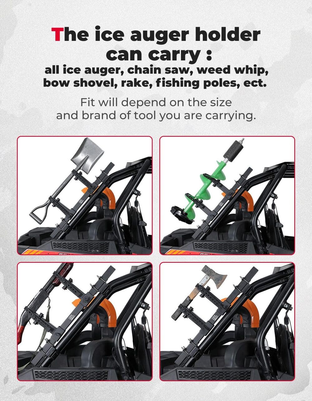 Kemimoto UTV Ice Auger Holder for 1.65''-2'' Roll Bar