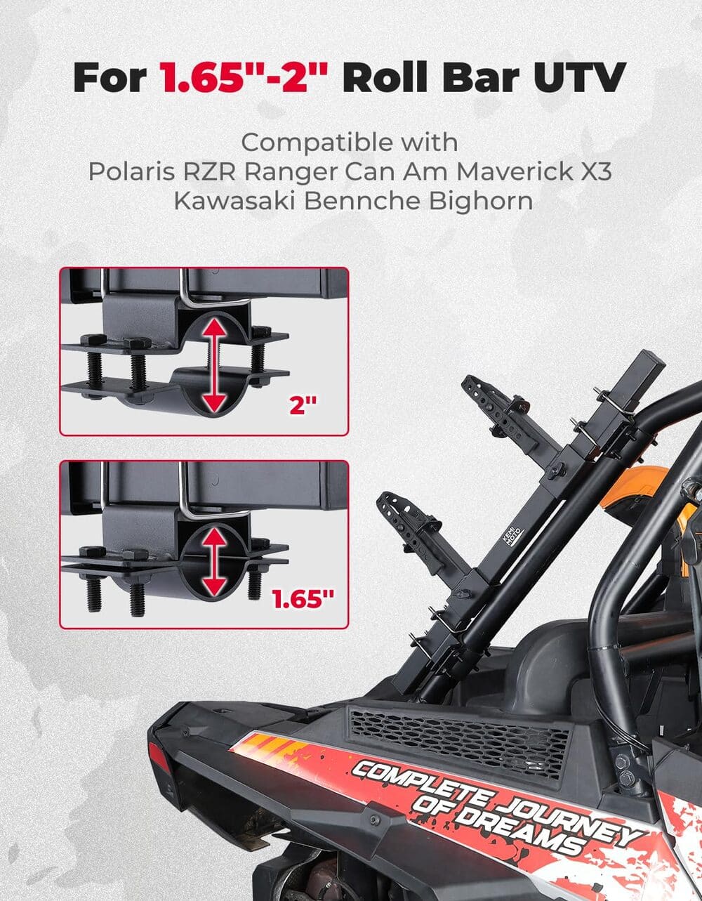 Kemimoto UTV Ice Auger Holder for 1.65''-2'' Roll Bar