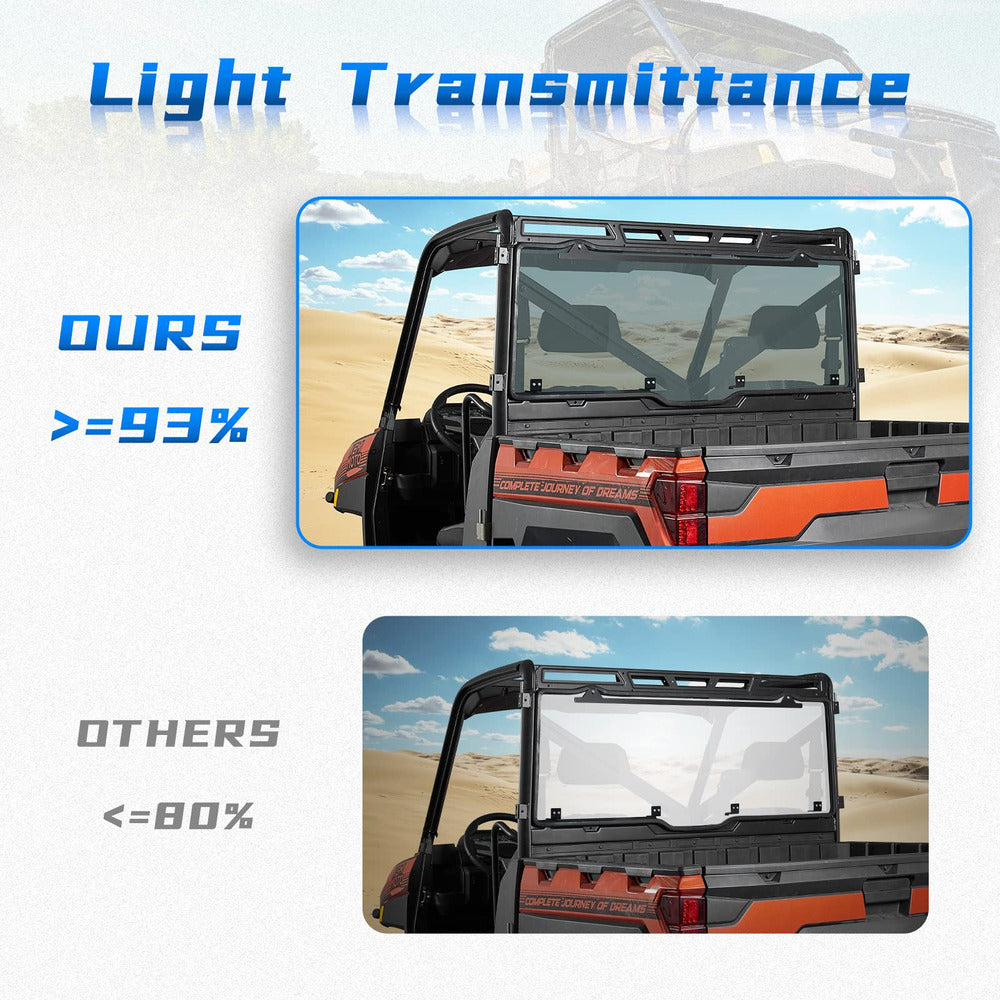 Kemimoto Polaris Ranger UTV Tint Hard Roof Rear Windshield