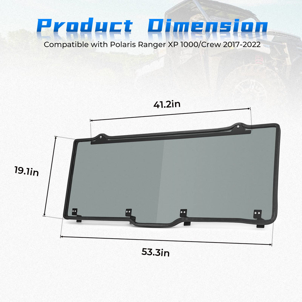 Kemimoto Polaris Ranger UTV Tint Hard Roof Rear Windshield