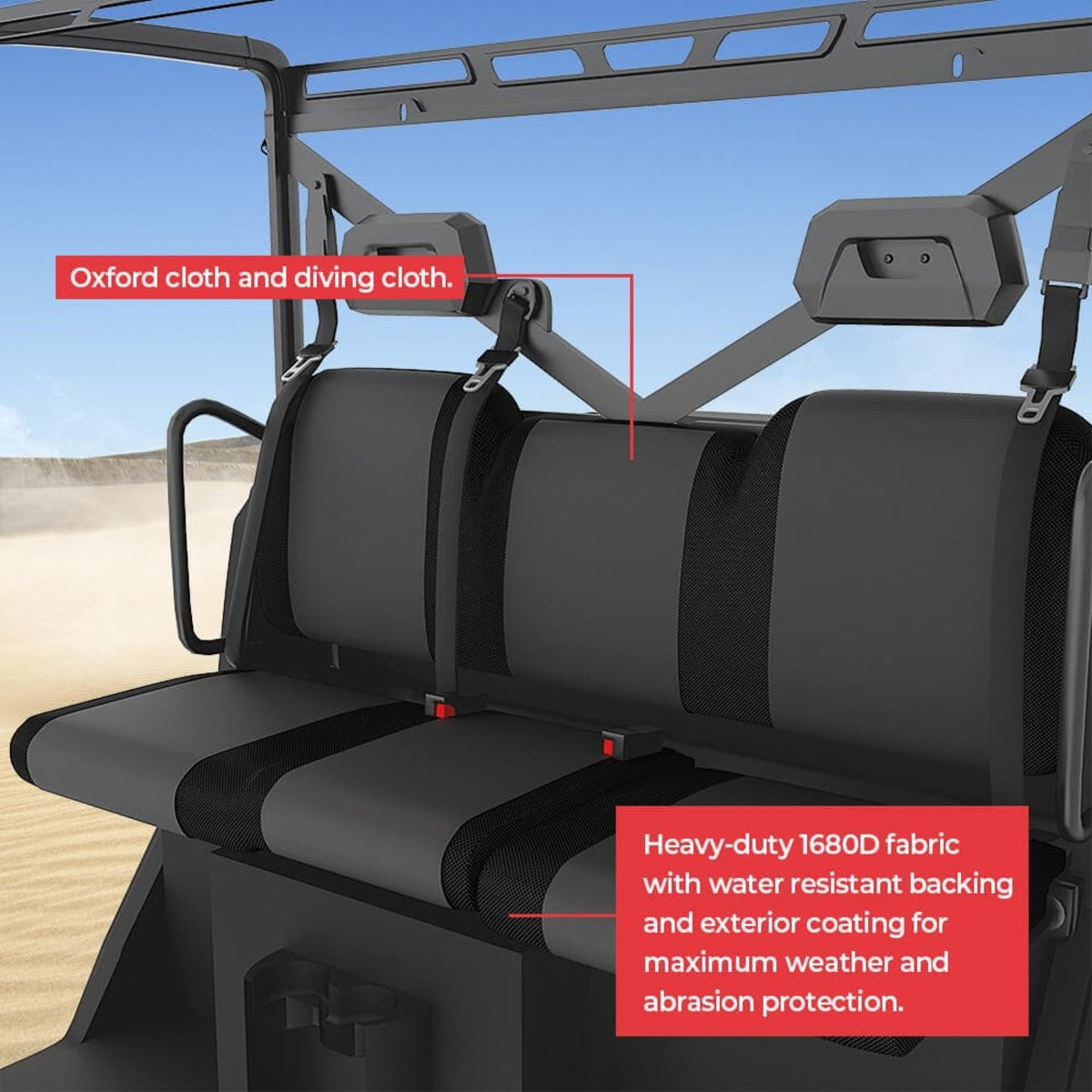 Kemimoto UTV Polaris Ranger XP 1000 Waterproof Seat Cover & 2” Tie Down Anchors